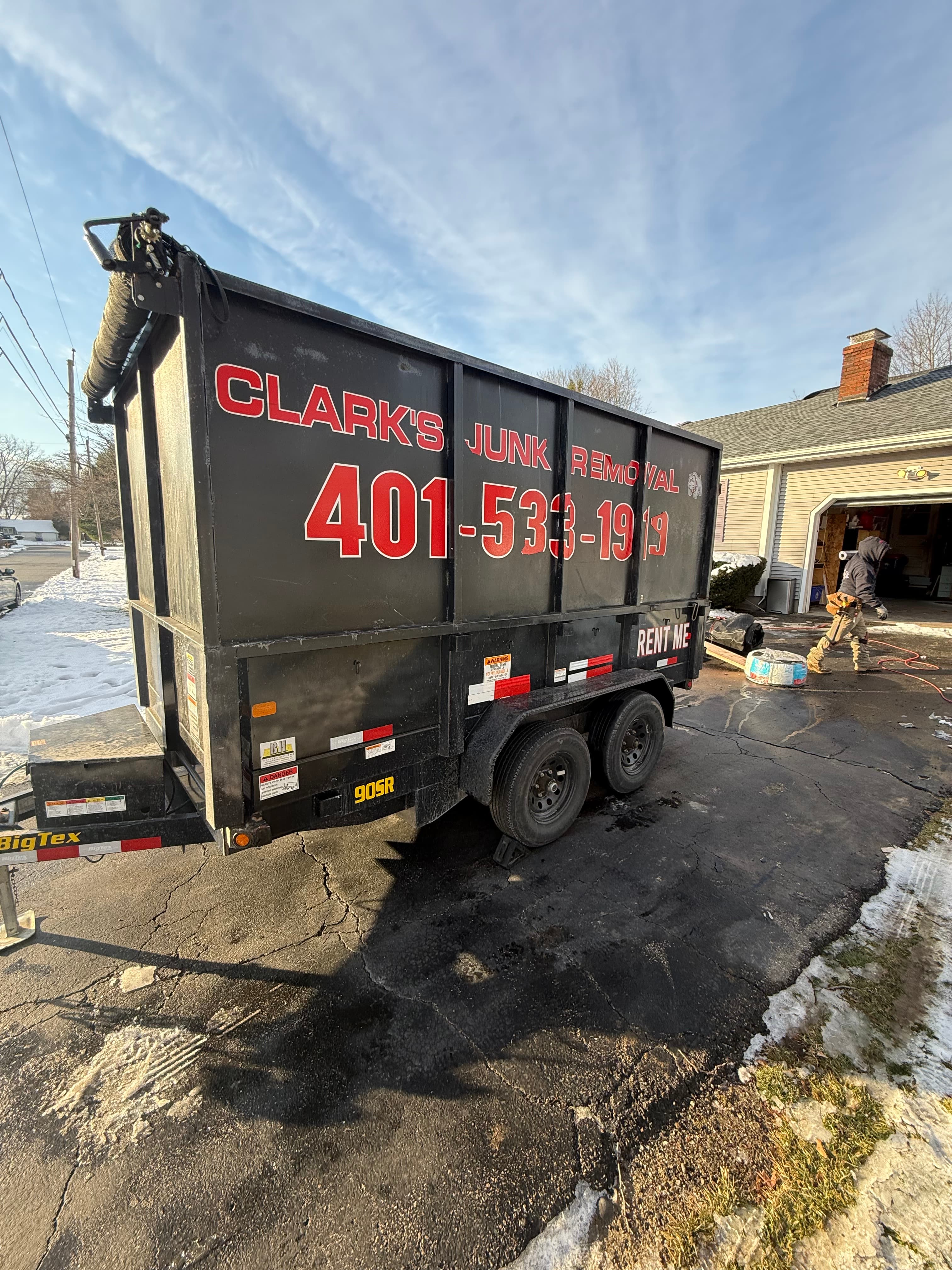 Driveway-friendly dumpster rental delivered by Clark's